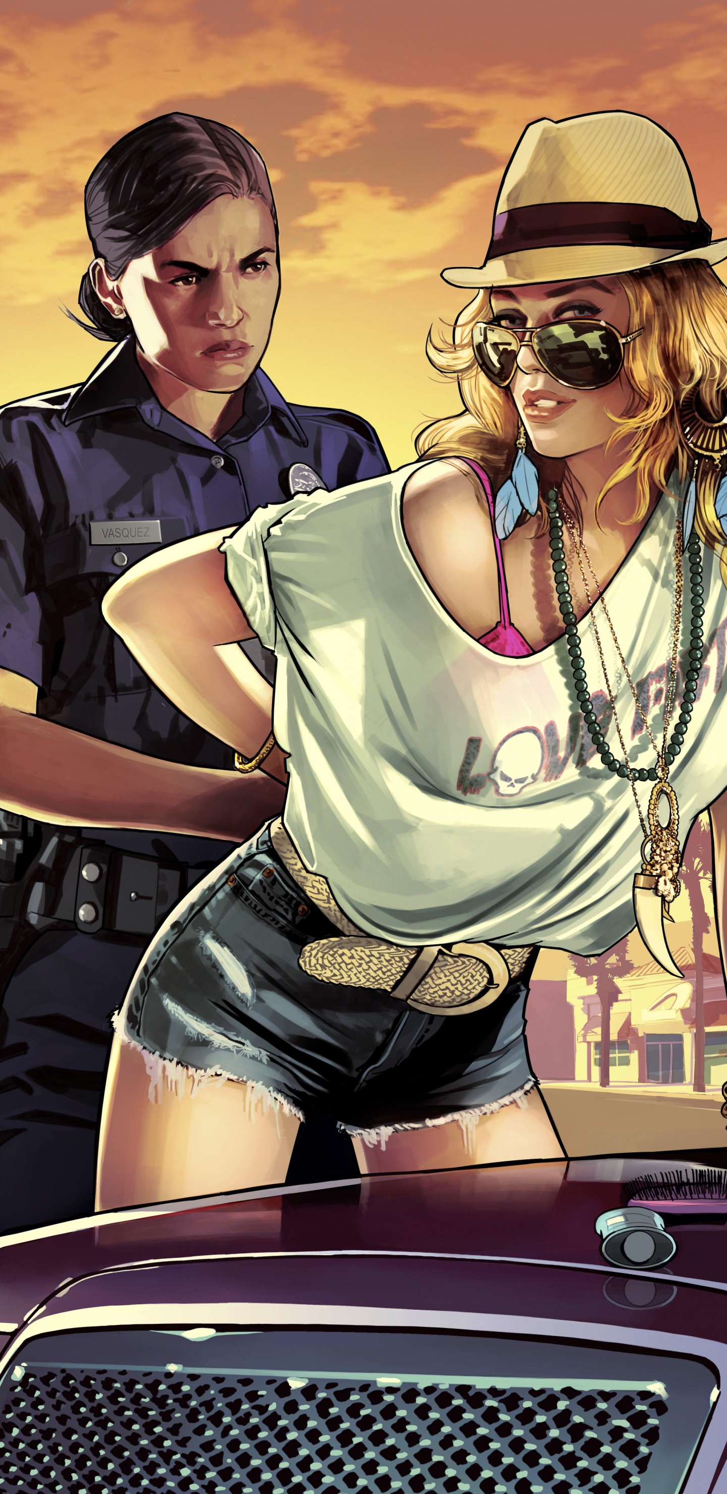 Man in Black Crew Neck T-shirt and Brown Sunglasses Sitting on Red Car During Daytime. Wallpaper in 1440x2960 Resolution