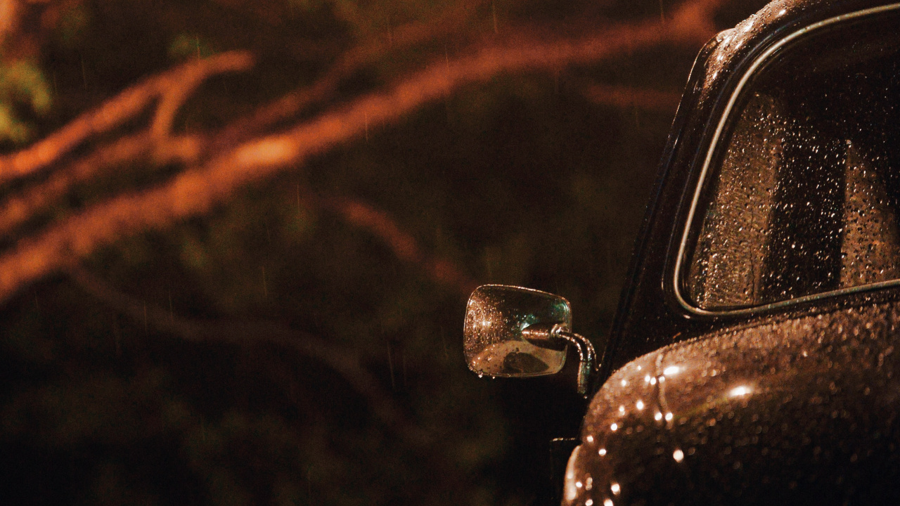 Coche Escarabajo Negro en Medio de la Carretera Durante la Noche. Wallpaper in 1280x720 Resolution