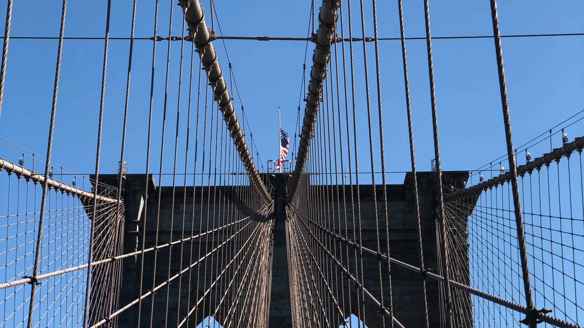 New York City, Brooklyn Bridge, Kabel-durchgehaltene Brücke, Hängebrücke, Extradosed-Brücke. Wallpaper in 1920x1080 Resolution
