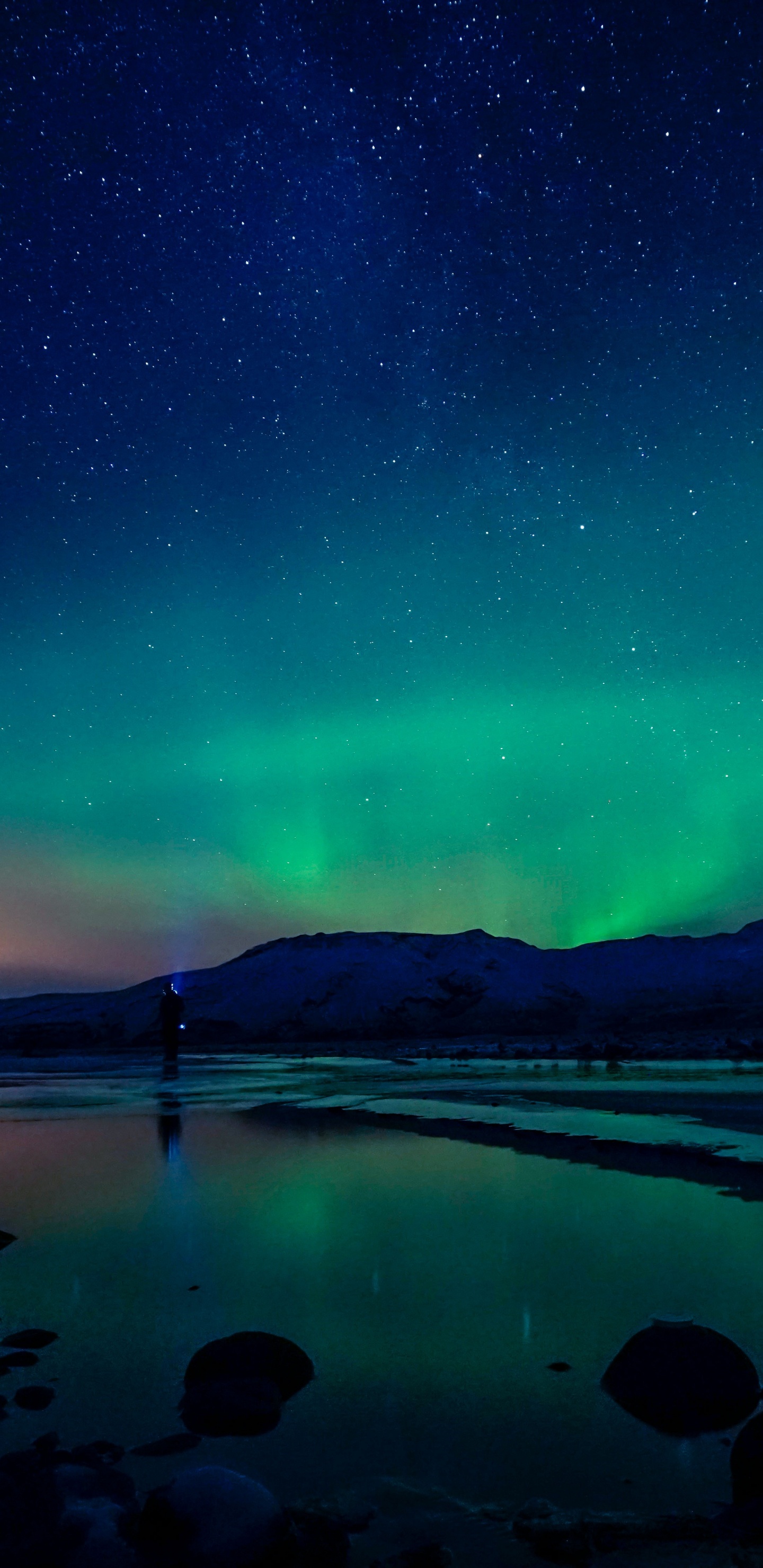 Aurora, Natur, Nacht, Atmosphäre, Meer. Wallpaper in 1440x2960 Resolution