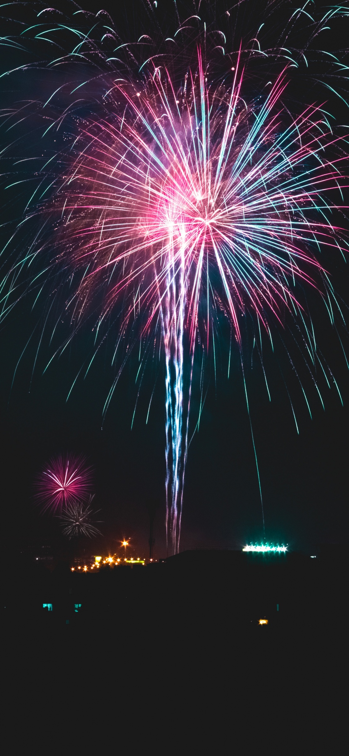 Fireworks, New Years Day, Night, Midnight, Event. Wallpaper in 1125x2436 Resolution