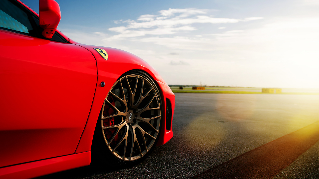 法拉利f430, 铝合金轮毂, 红色的, Ferrari, 轮胎 壁纸 1280x720 允许