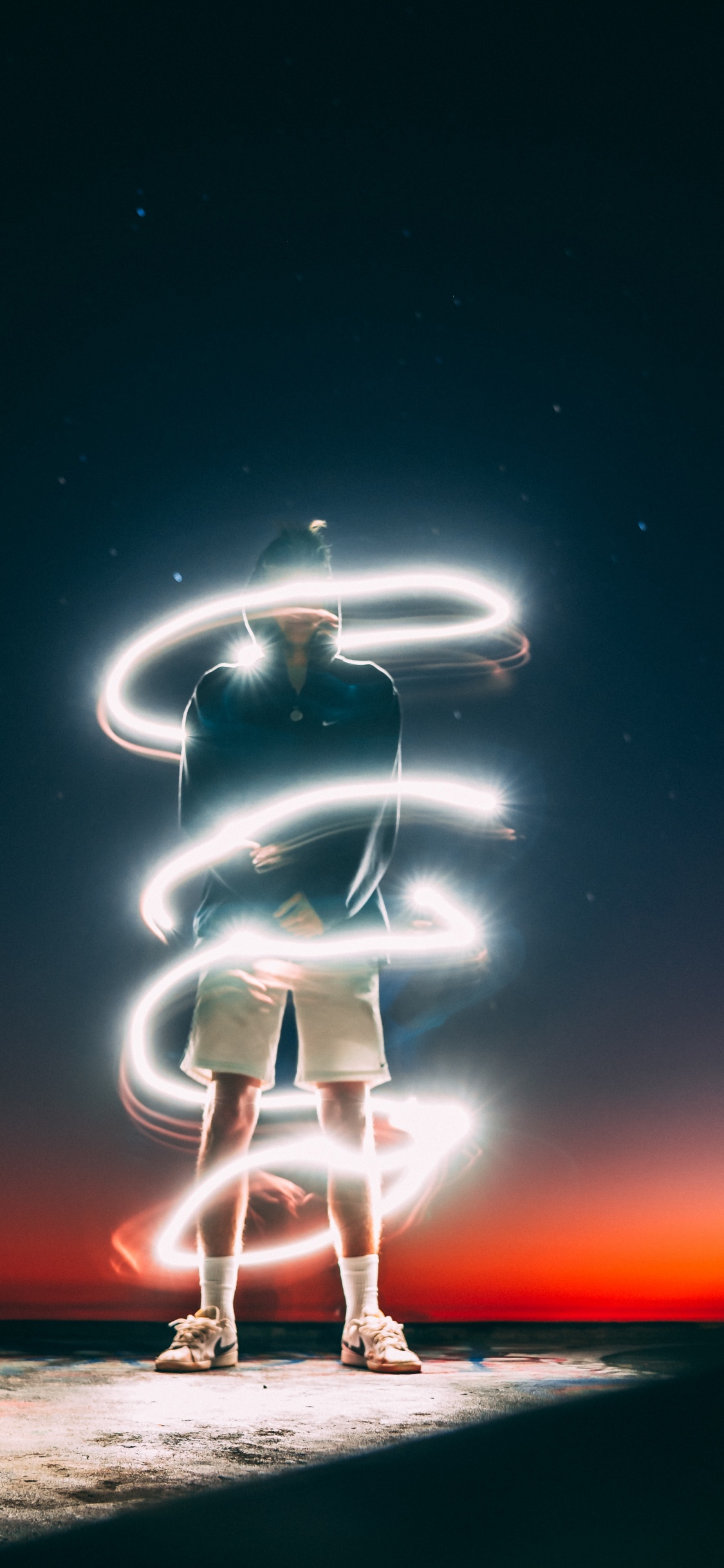 Licht, Neon, Raum, Nacht, Illustration. Wallpaper in 1125x2436 Resolution