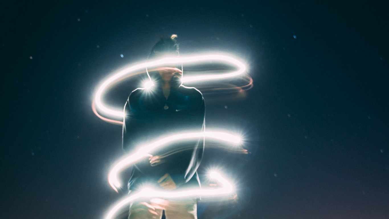 Luz, Neon, Espacio, Ilustración, Mar. Wallpaper in 1366x768 Resolution