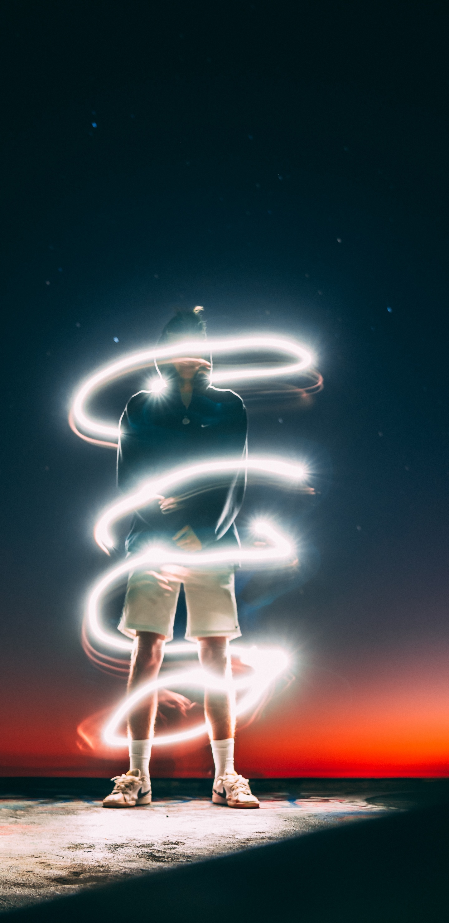 Luz, Neon, Espacio, Ilustración, Mar. Wallpaper in 1440x2960 Resolution