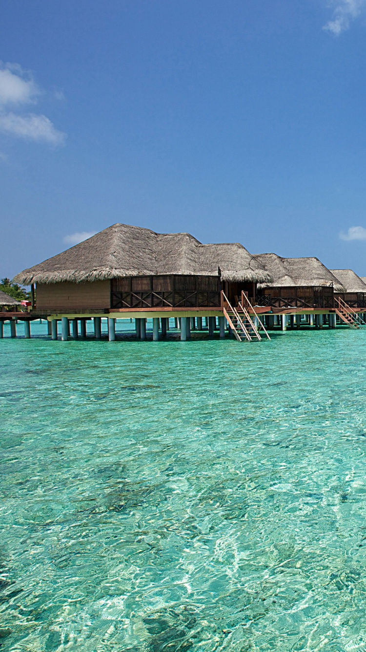 Brown Wooden House on Body of Water During Daytime. Wallpaper in 750x1334 Resolution