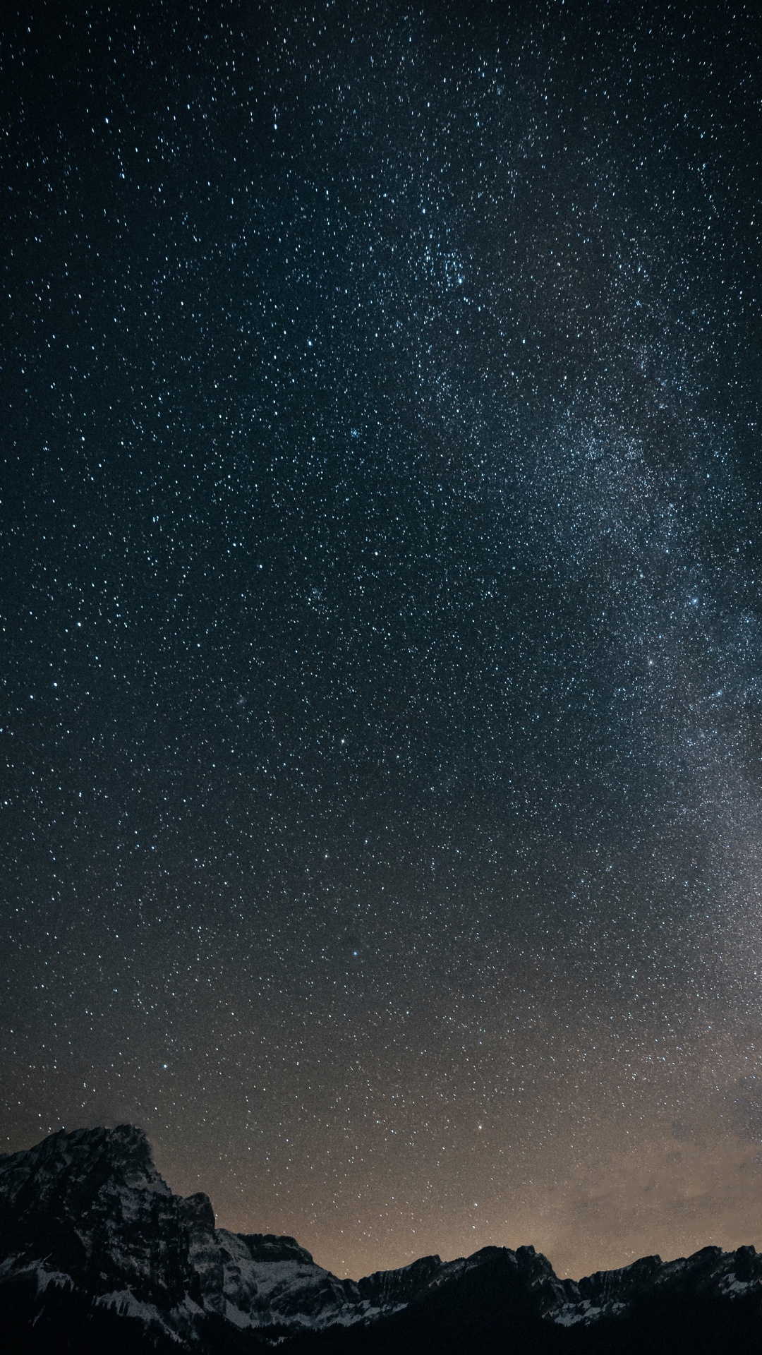 Black and White Mountain Under Starry Night. Wallpaper in 1080x1920 Resolution
