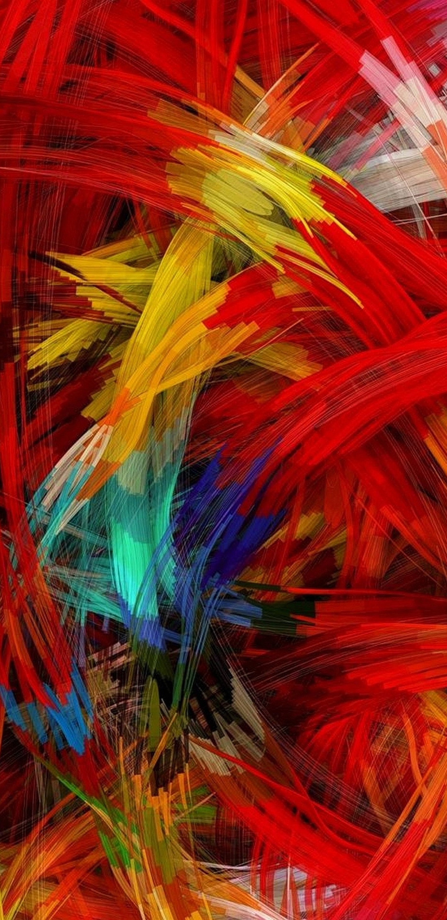 Red Yellow Blue Green and Purple Abstract Painting. Wallpaper in 1440x2960 Resolution