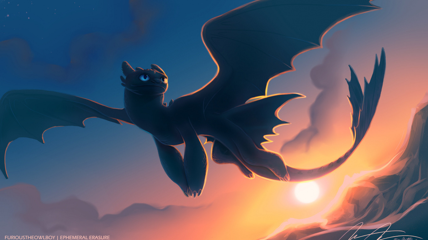 Illustration de Dragon Bleu et Blanc. Wallpaper in 1366x768 Resolution