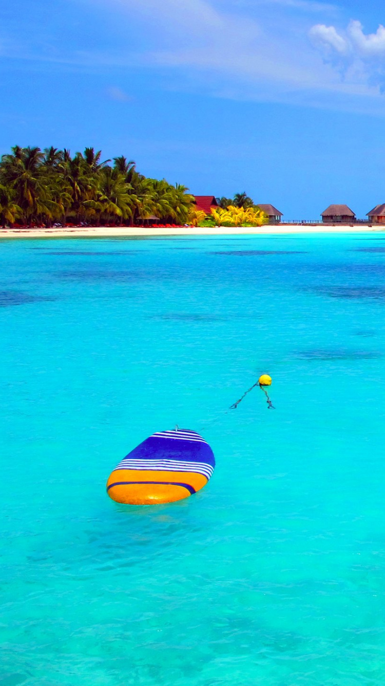 Blue and Yellow Kayak on Blue Sea Under Blue Sky During Daytime. Wallpaper in 750x1334 Resolution