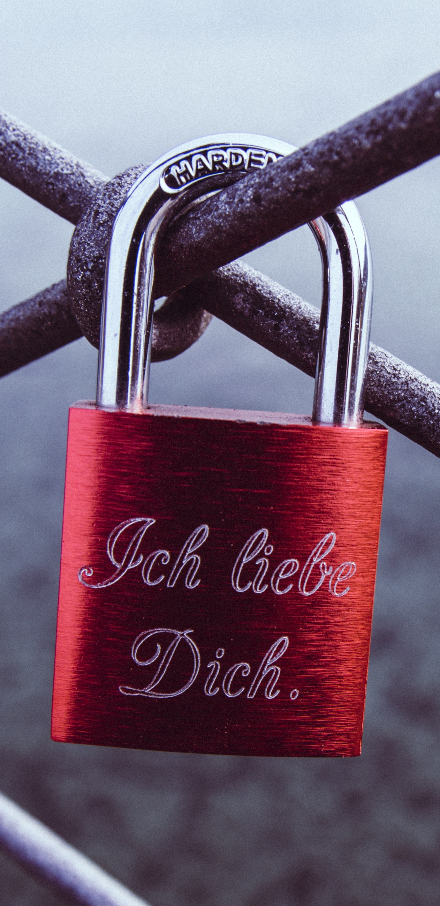 Red and Silver Padlock on Gray Metal Fence. Wallpaper in 1440x2960 Resolution