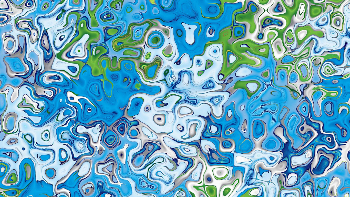Green Blue and White Abstract Painting. Wallpaper in 1366x768 Resolution