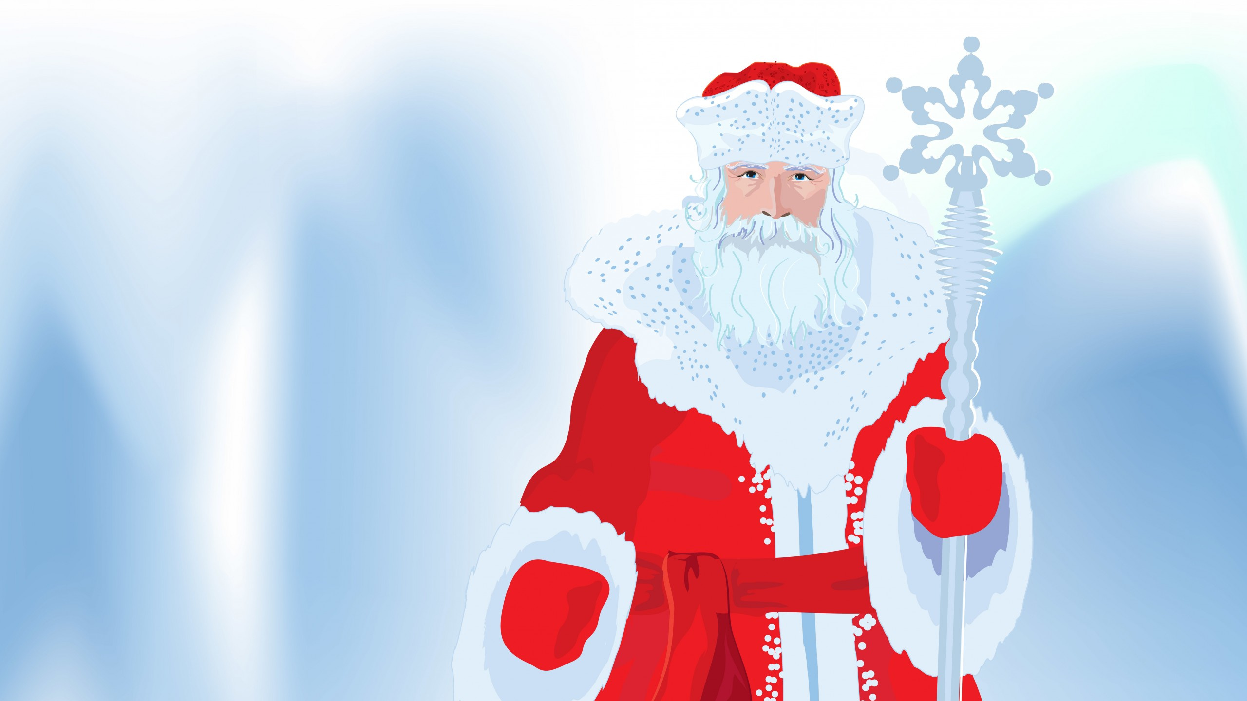 Ded Moroz, Snegourotchka, Santa Claus, Le Jour De Noël, Graphiques Vectoriels. Wallpaper in 2560x1440 Resolution