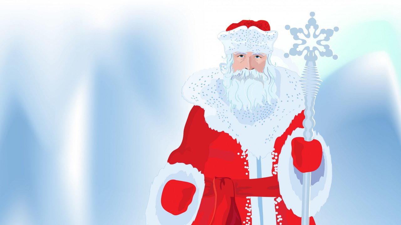 Ded Moroz, Snegurochka, Weihnachtsmann, Weihnachten, Vektor-Grafiken. Wallpaper in 1280x720 Resolution