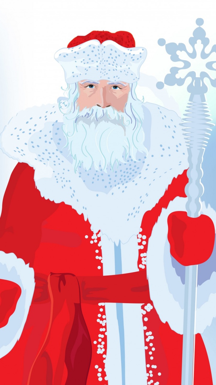 Ded Moroz, Snegurochka, Weihnachtsmann, Weihnachten, Vektor-Grafiken. Wallpaper in 720x1280 Resolution