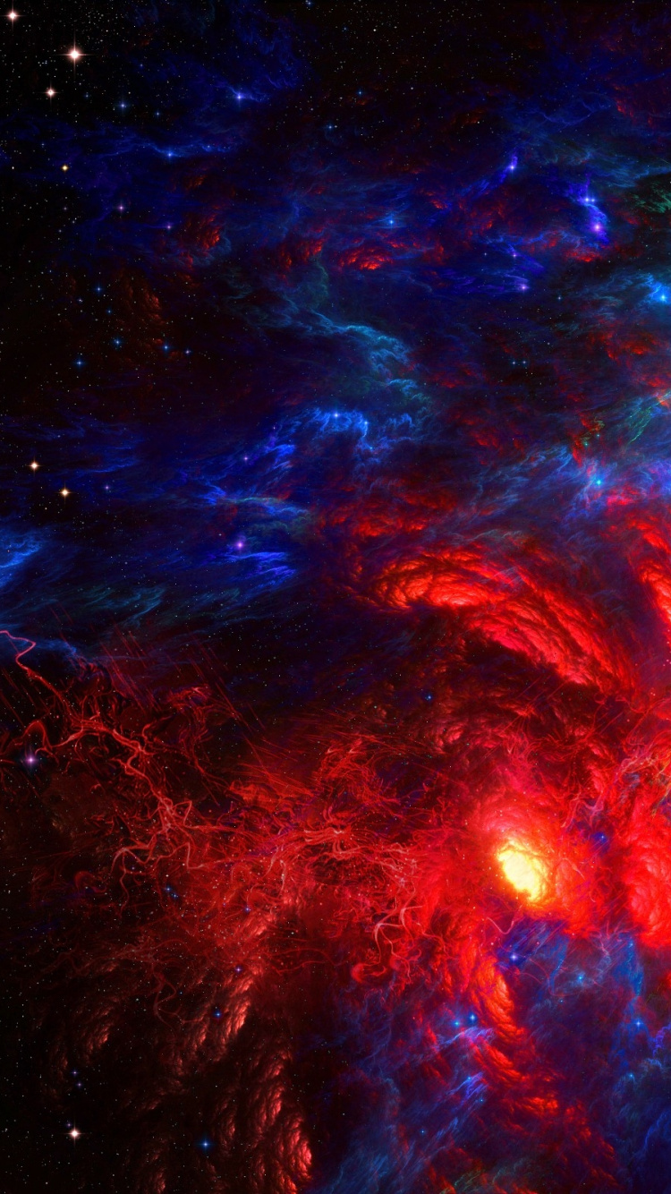 Peinture Abstraite Bleue et Rouge. Wallpaper in 750x1334 Resolution