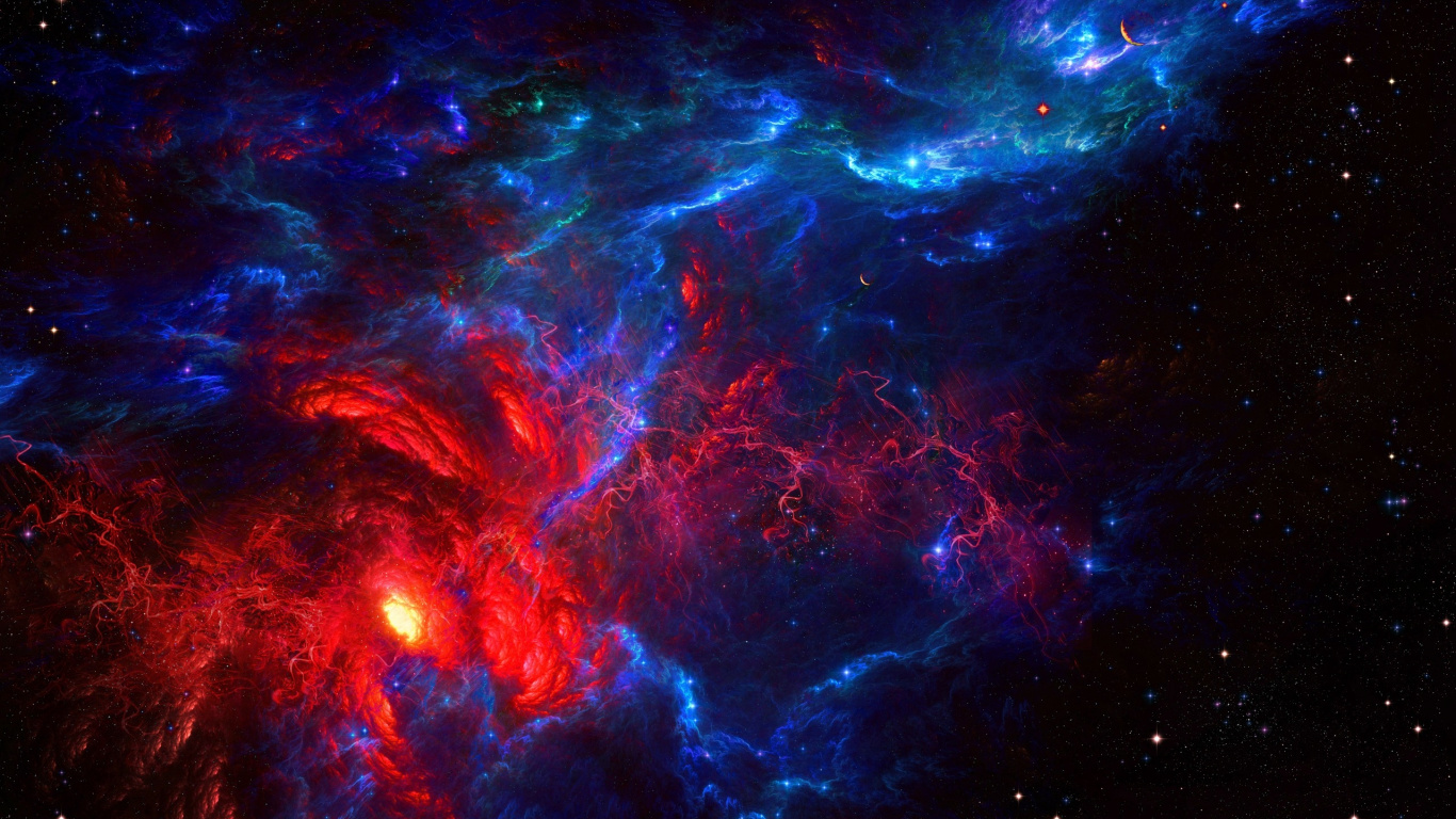 Blue and Red Abstract Painting. Wallpaper in 1366x768 Resolution