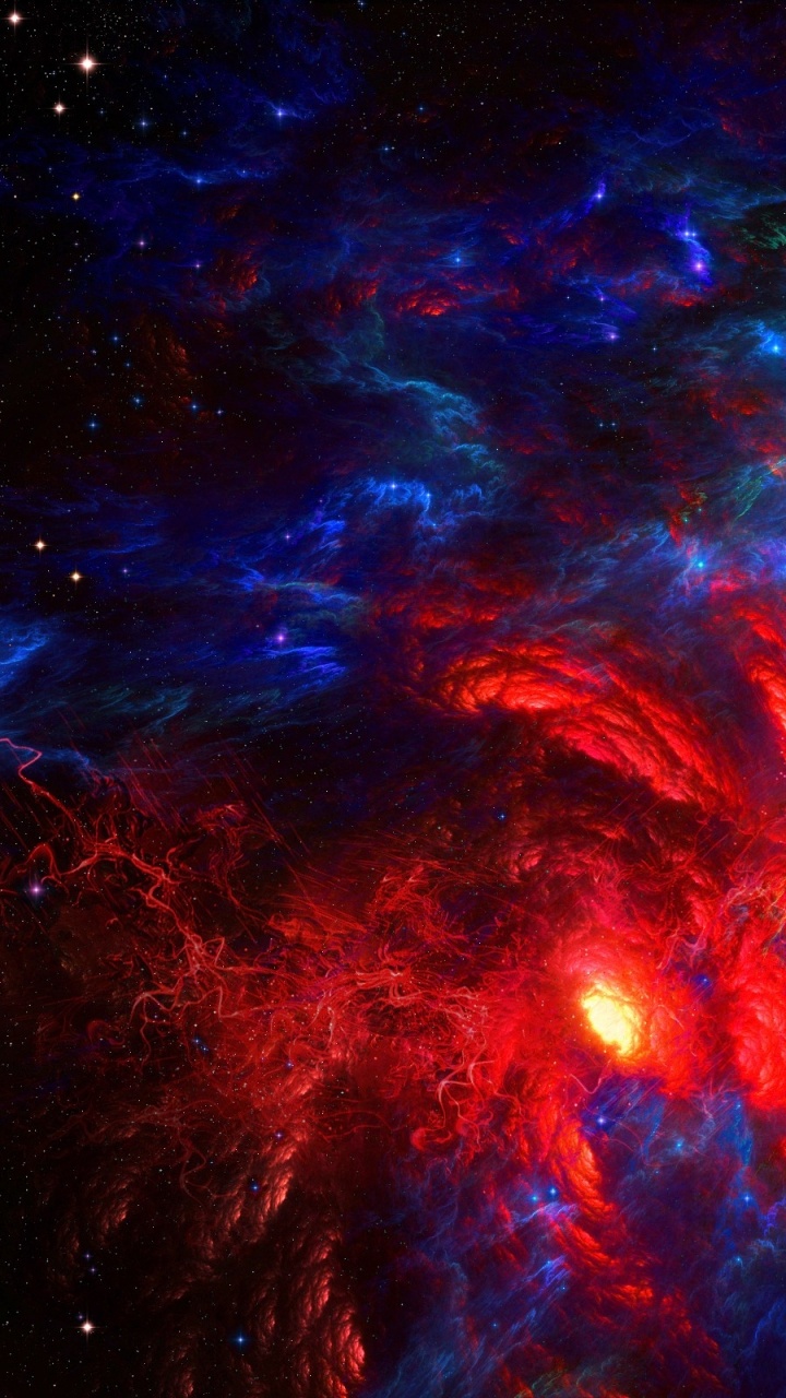 Blue and Red Abstract Painting. Wallpaper in 720x1280 Resolution