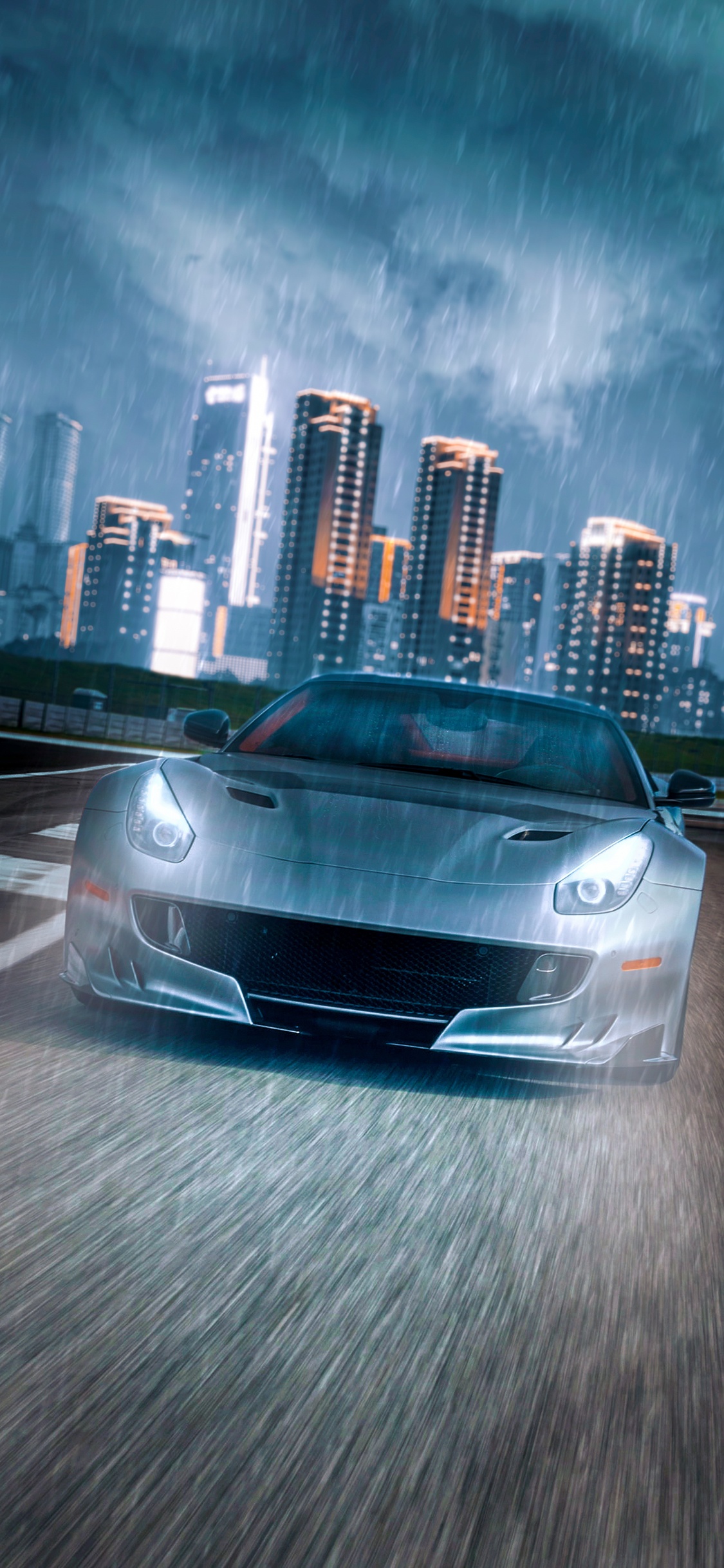 Luxusauto, Sportwagen, Car, Supercar, Wolkenkratzer. Wallpaper in 1125x2436 Resolution