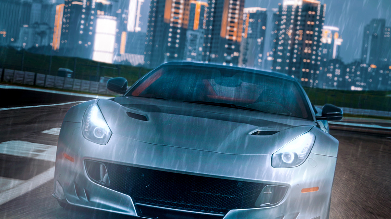 Luxusauto, Sportwagen, Car, Supercar, Wolkenkratzer. Wallpaper in 1366x768 Resolution