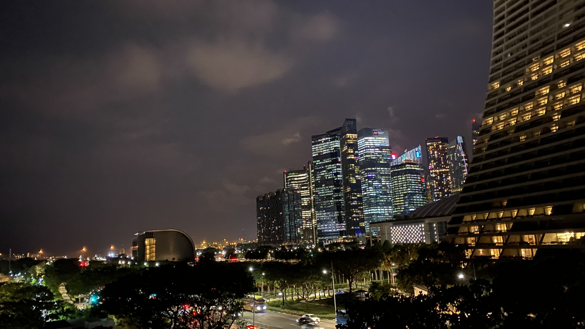 Singapour, Nuit, Tour de Bloc, Métropole, Zone Urbaine. Wallpaper in 1920x1080 Resolution