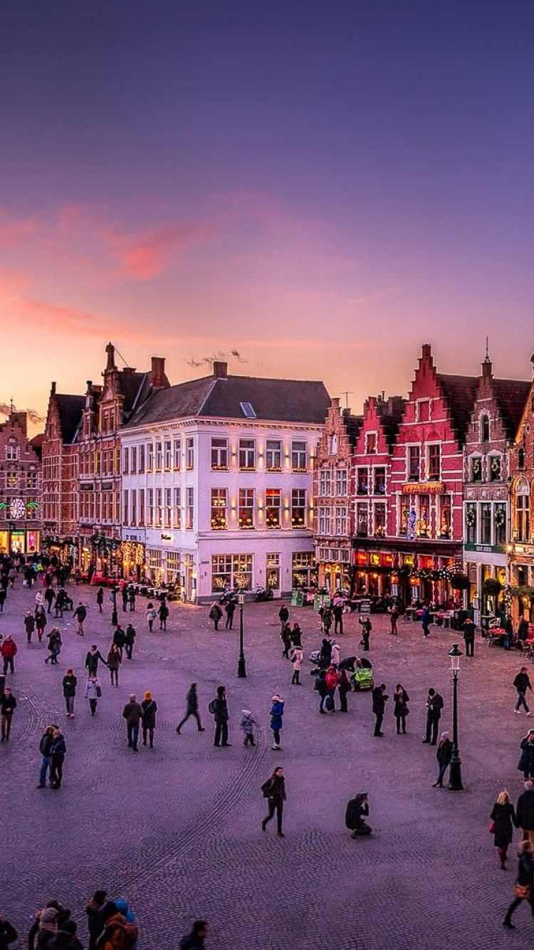 城市, 城镇广场, 公共空间, 里程碑, 晚上 壁纸 750x1334 允许