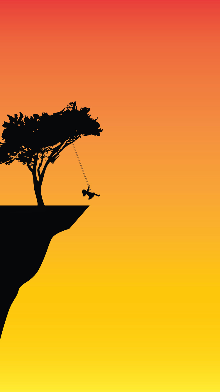 Baumsilhouette Bei Sonnenuntergang. Wallpaper in 750x1334 Resolution