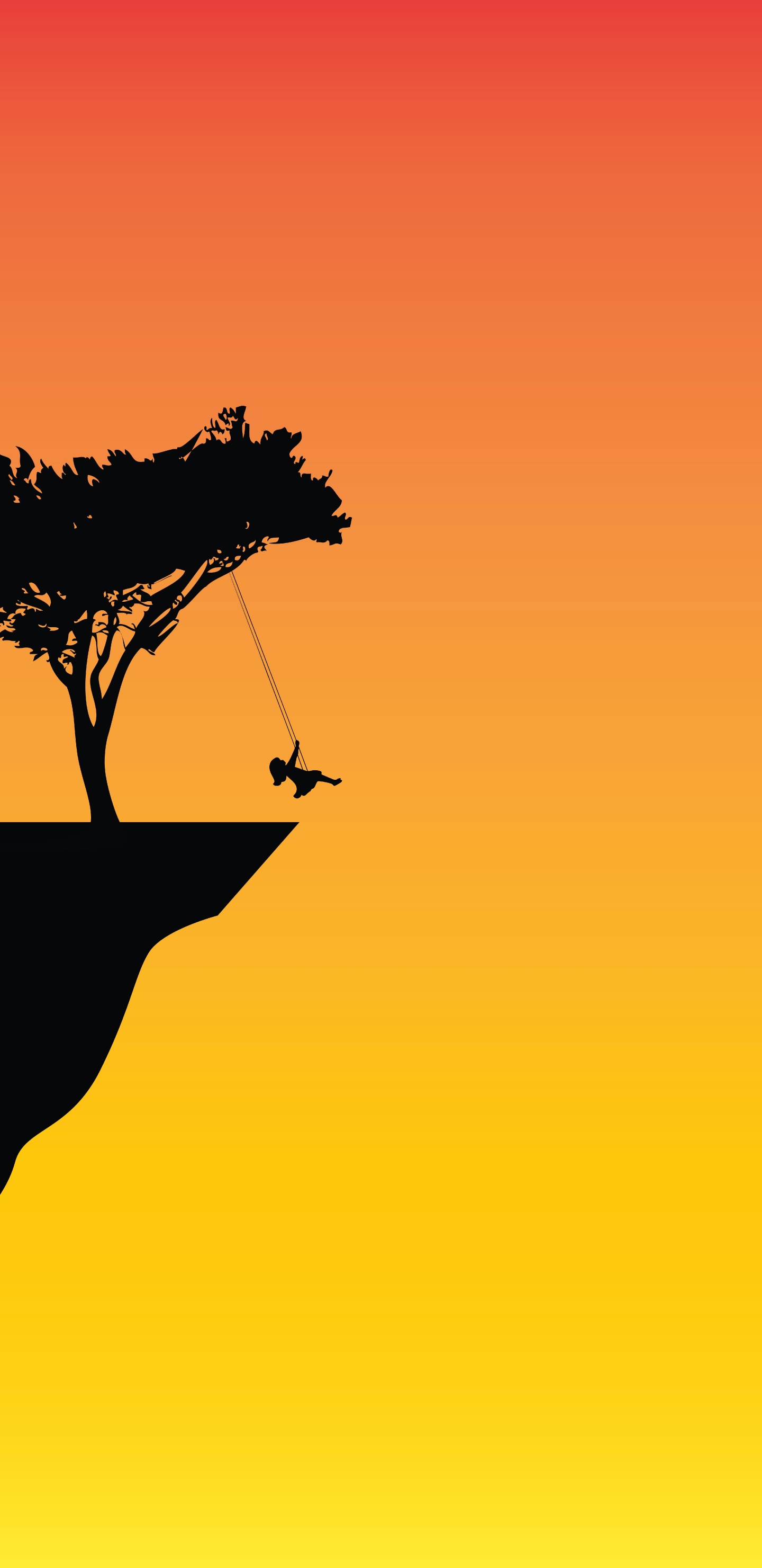 Silhouette D'arbre Pendant le Coucher du Soleil. Wallpaper in 1440x2960 Resolution