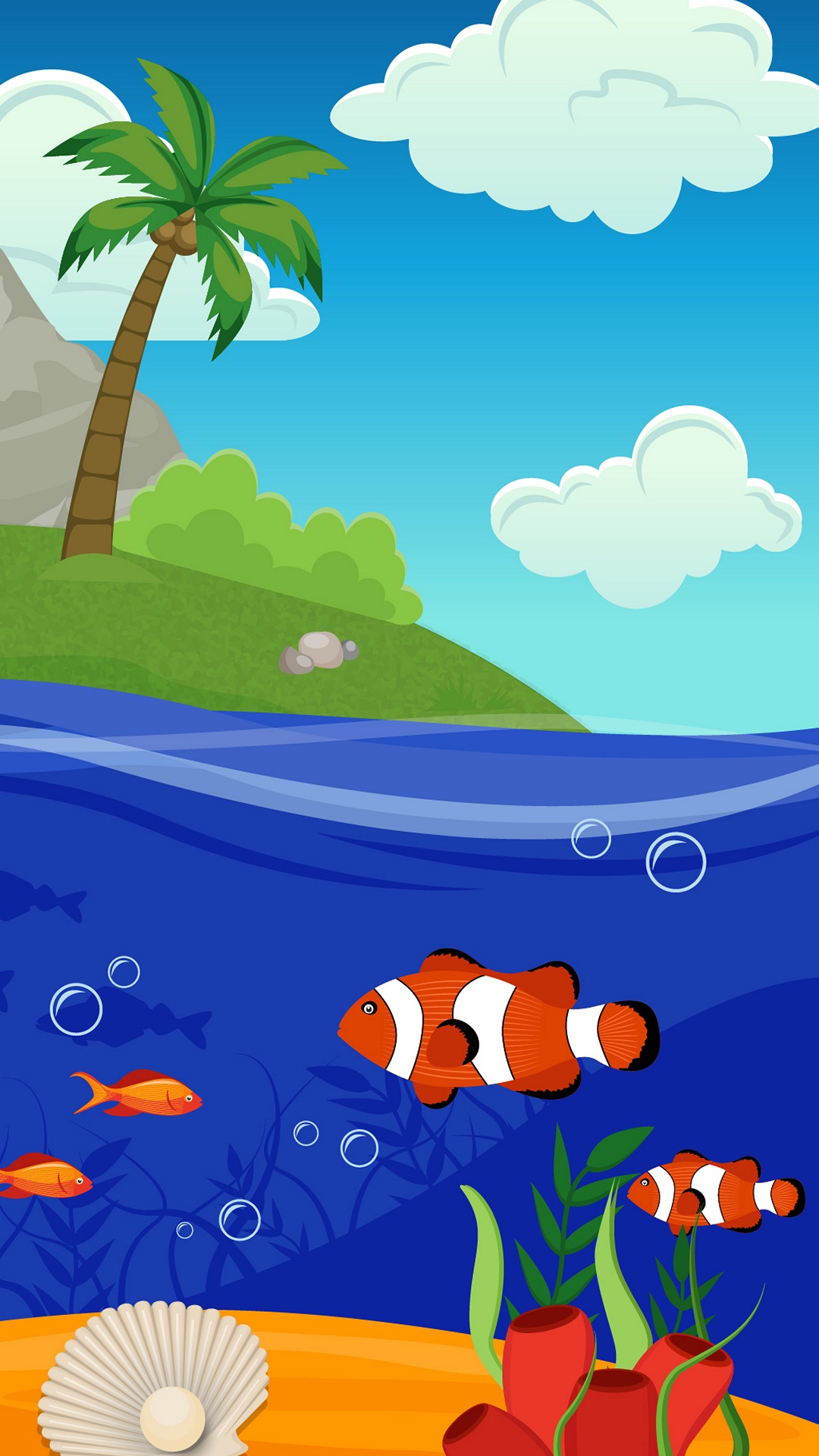 Azure, Nature, Blue, Cartoon, Art. Wallpaper in 1080x1920 Resolution