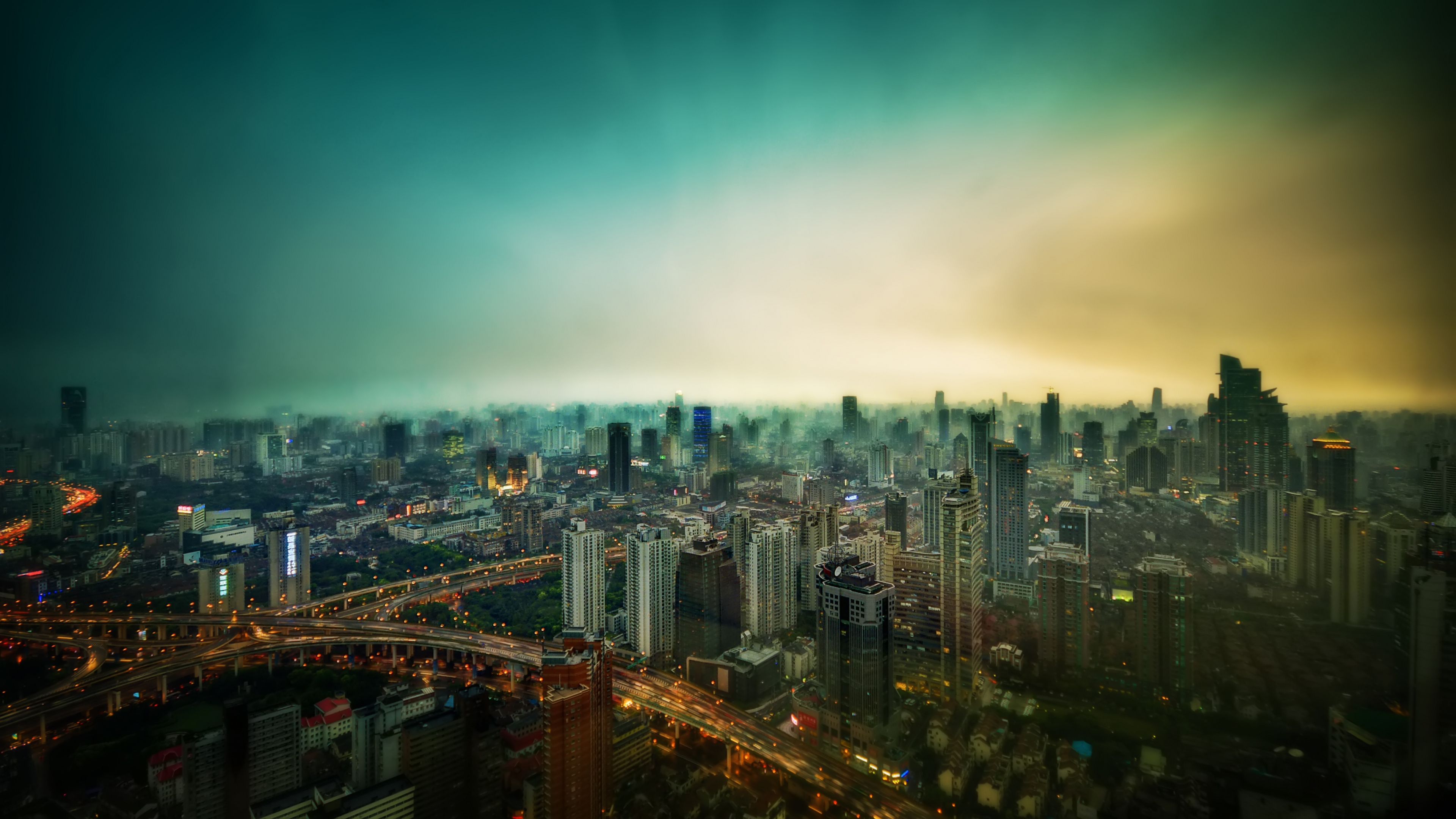 Horizonte de la Ciudad Durante la Noche. Wallpaper in 3840x2160 Resolution