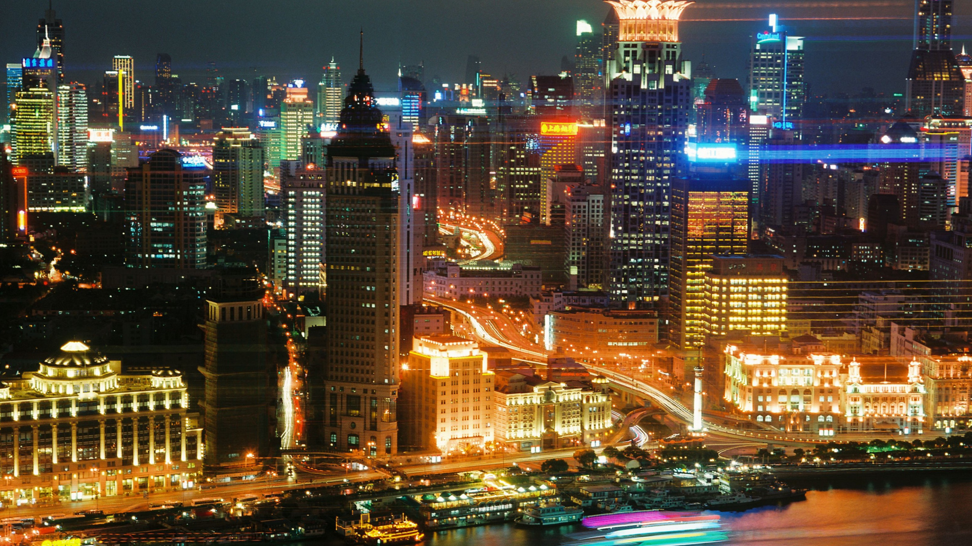 Horizonte de la Ciudad Durante la Noche. Wallpaper in 1920x1080 Resolution