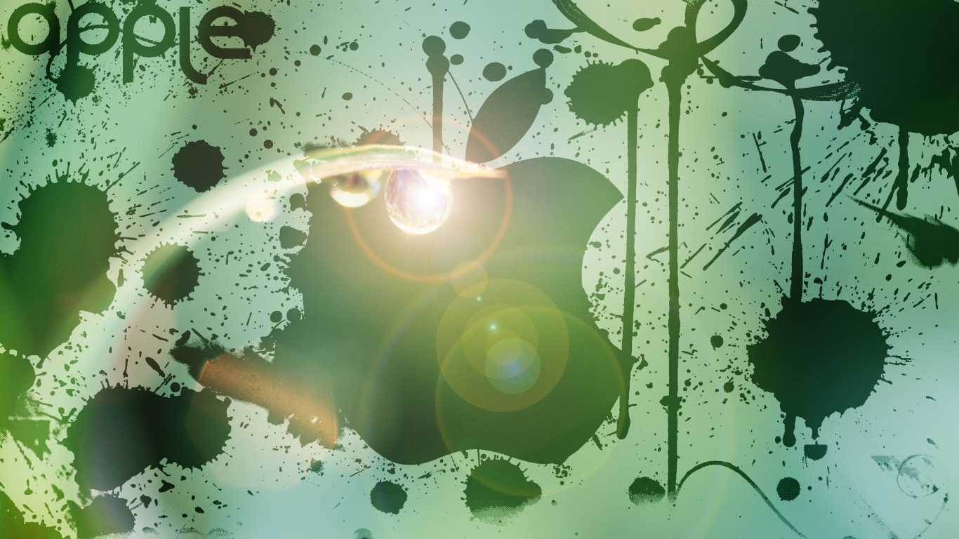 Green and White Abstract Painting. Wallpaper in 1366x768 Resolution