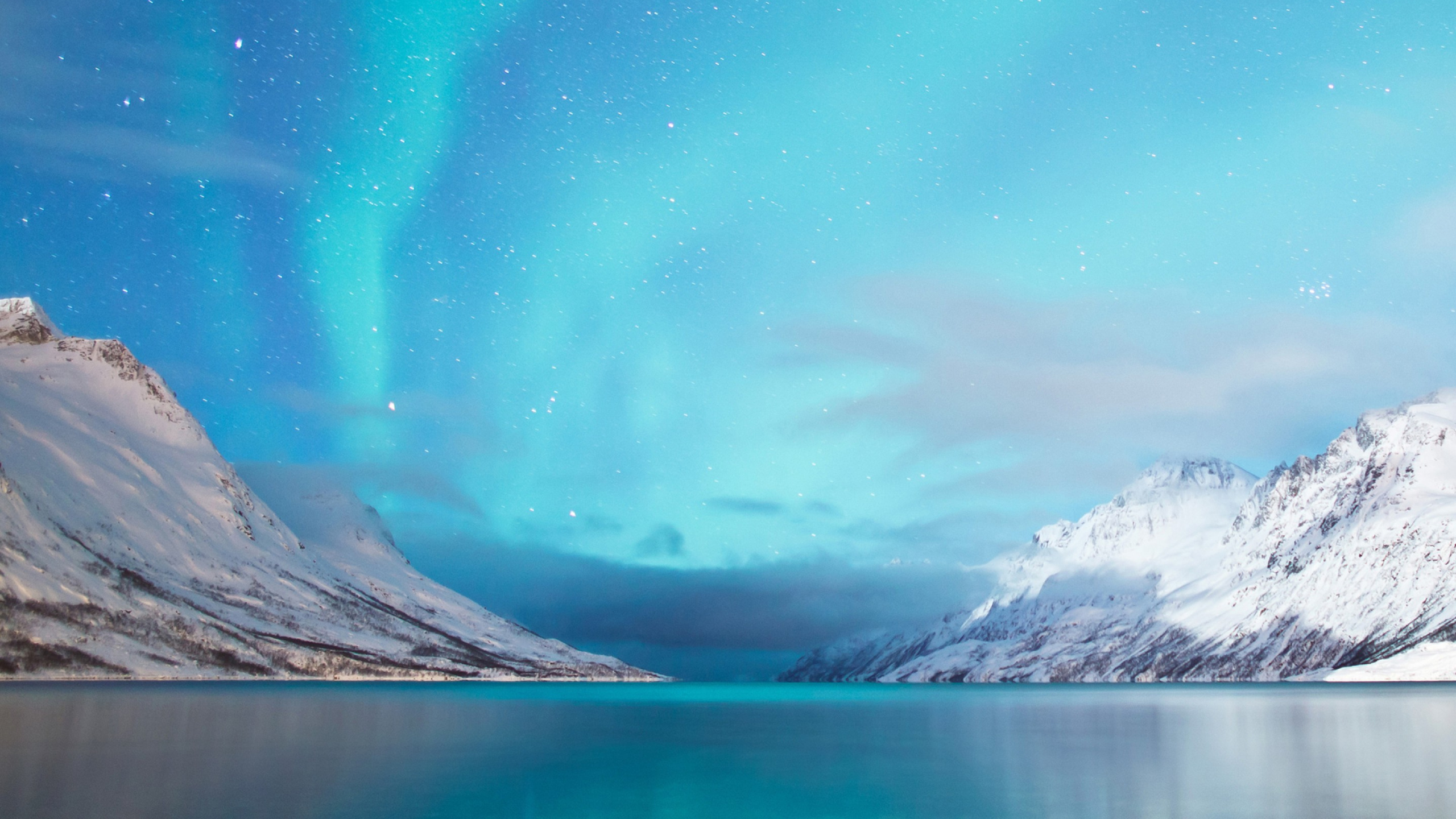 Schneebedeckter Berg in Der Nähe Von Gewässern Tagsüber. Wallpaper in 2560x1440 Resolution