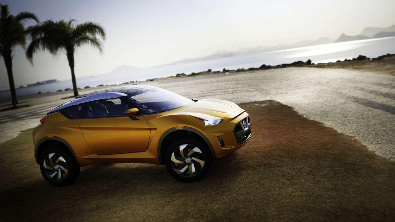 Yellow Chevrolet Camaro on Beach During Daytime. Wallpaper in 1366x768 Resolution