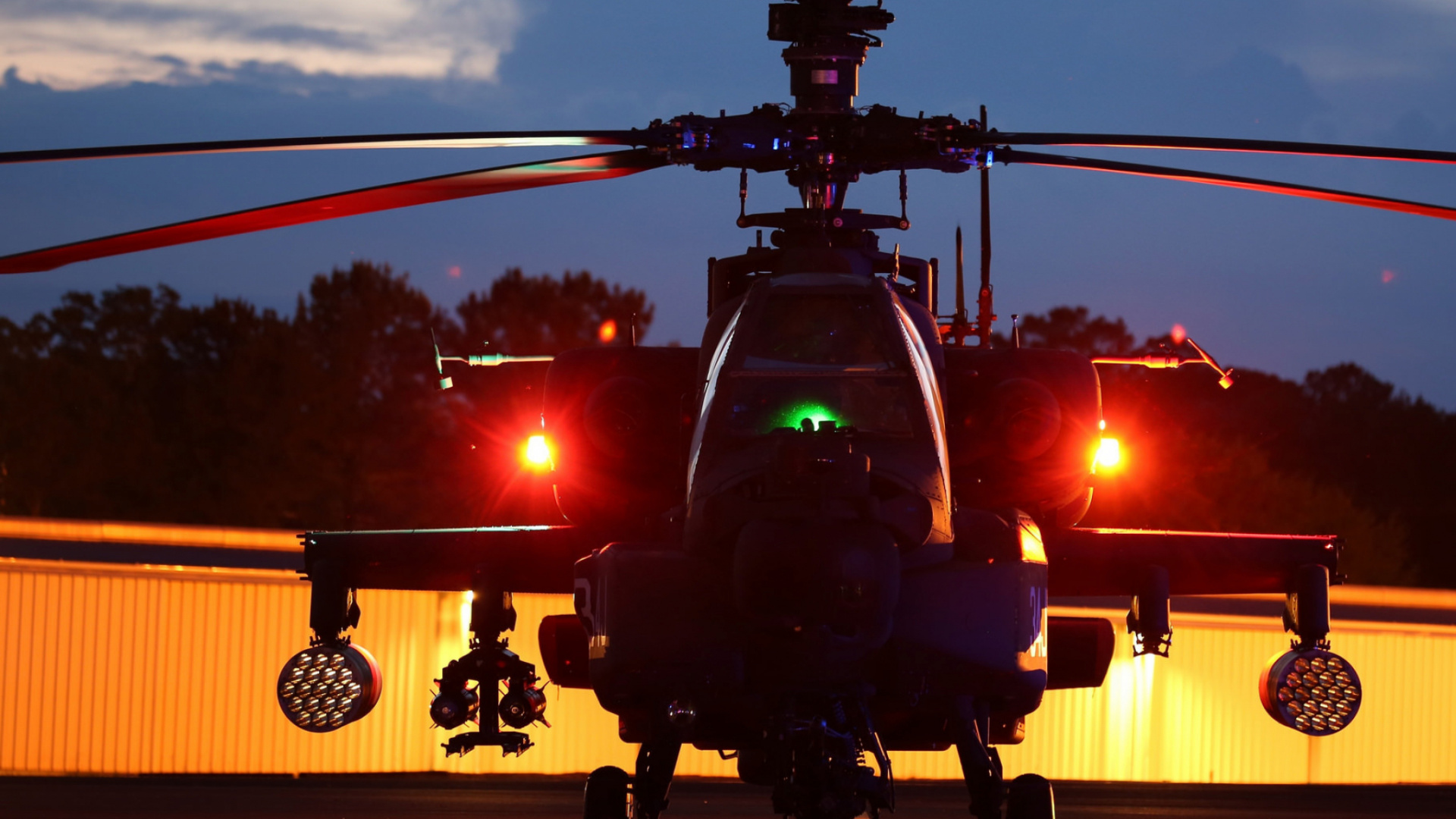 直升机转子的, 航空, 晚上, 波音啊64apache, 天空 壁纸 1920x1080 允许