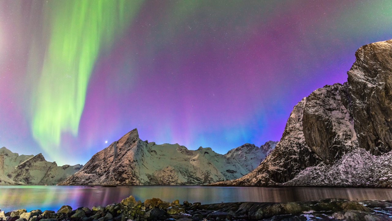 Aurora, Naturaleza, Paisaje Natural, Morado, Ambiente. Wallpaper in 1280x720 Resolution