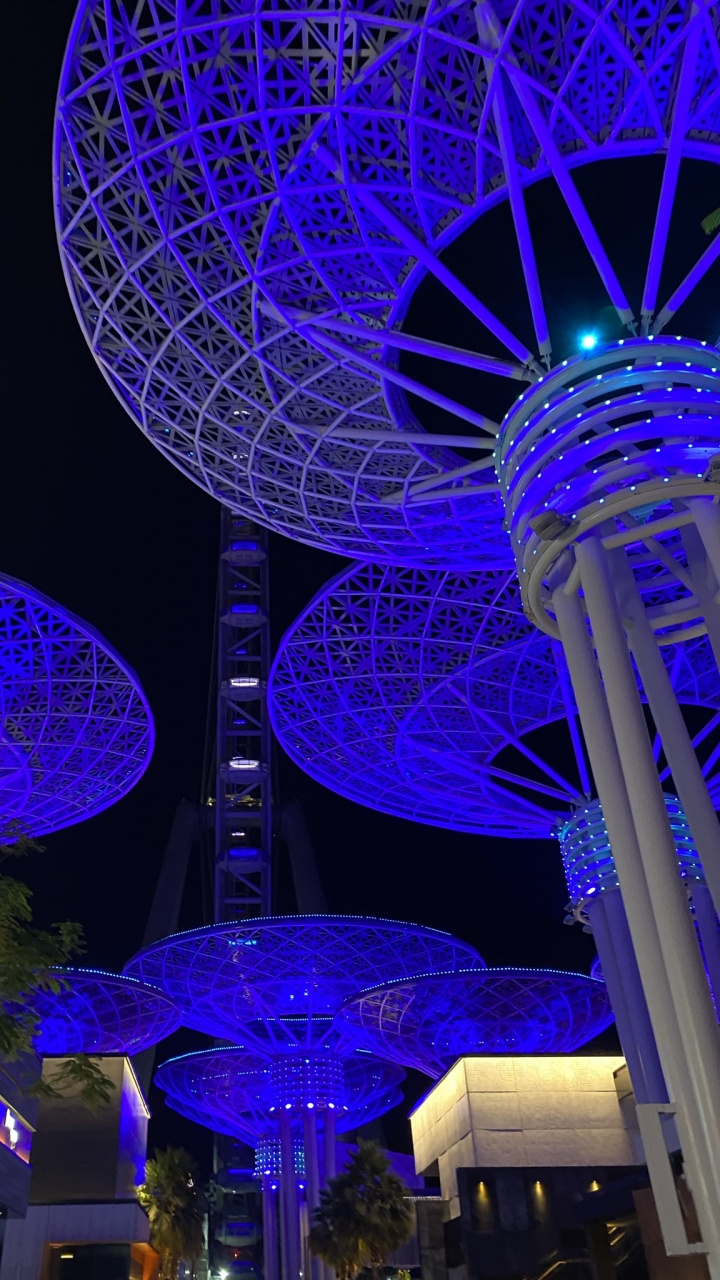 Singapour, Bleu Majorelle, Ferris, Lumière, Électricité. Wallpaper in 720x1280 Resolution