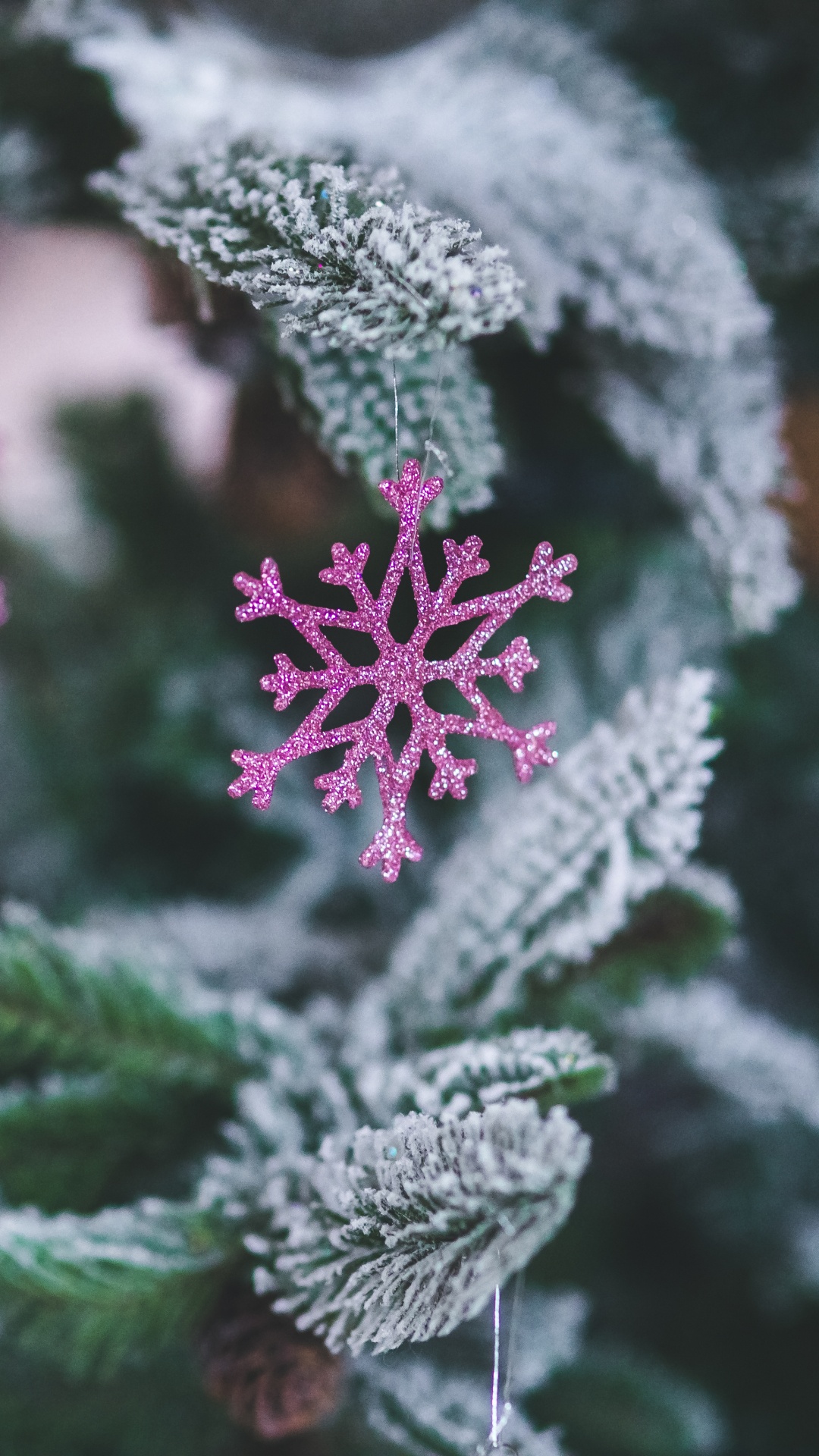 Neujahr, Weihnachten, Frost, Pink, Winter. Wallpaper in 1080x1920 Resolution