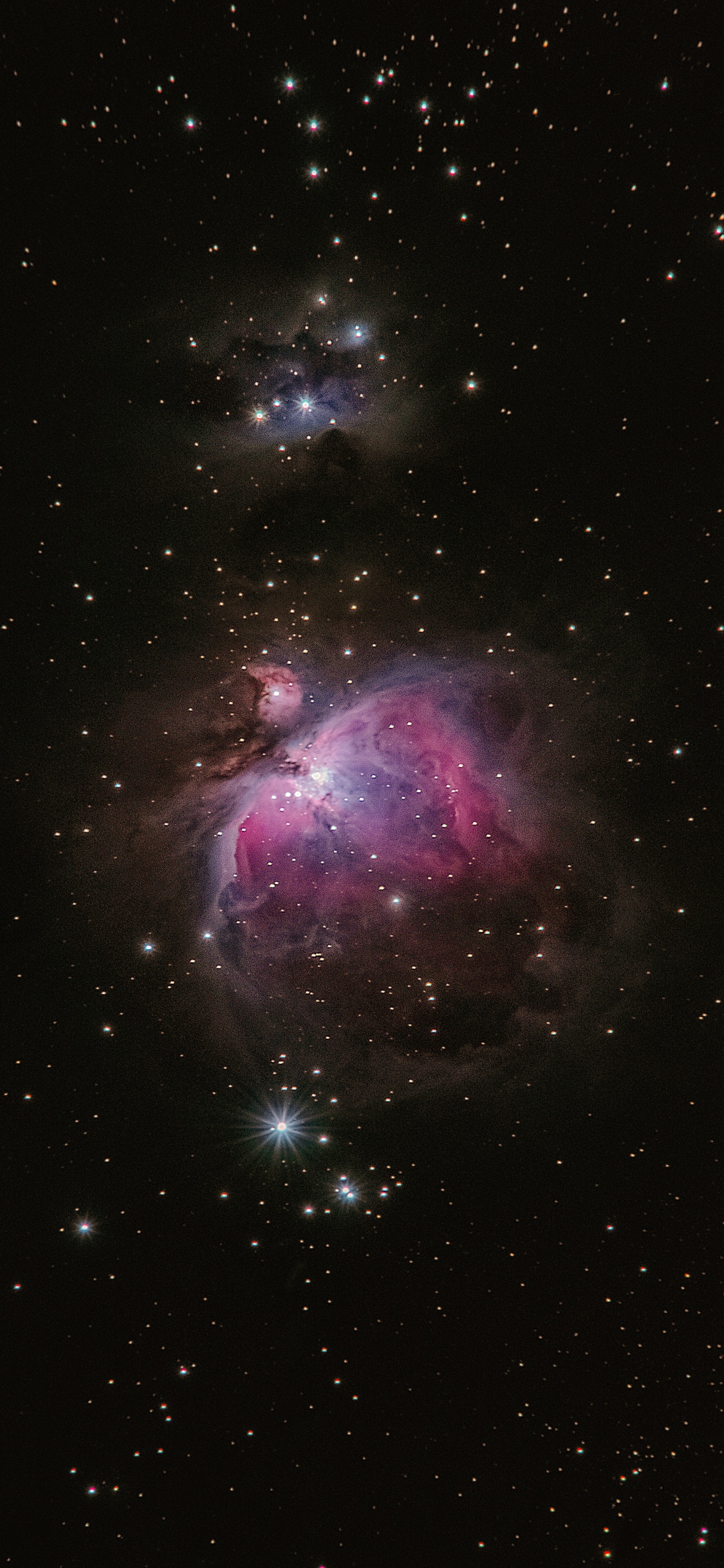 Lila Und Schwarze Galaxie Mit Sternen. Wallpaper in 1125x2436 Resolution