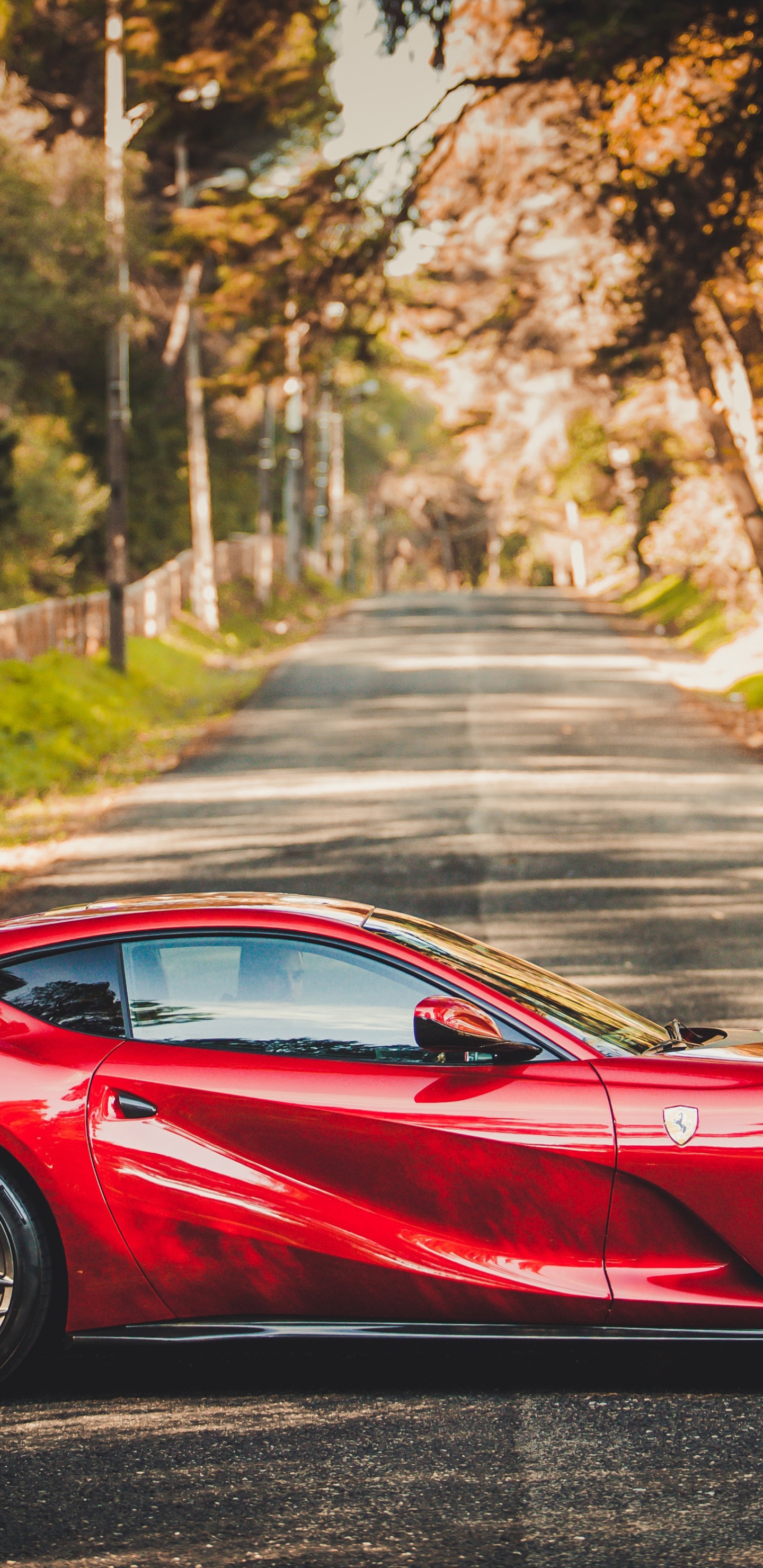 Ferrari 458 Italia Rojo en la Carretera Durante el Día. Wallpaper in 1440x2960 Resolution