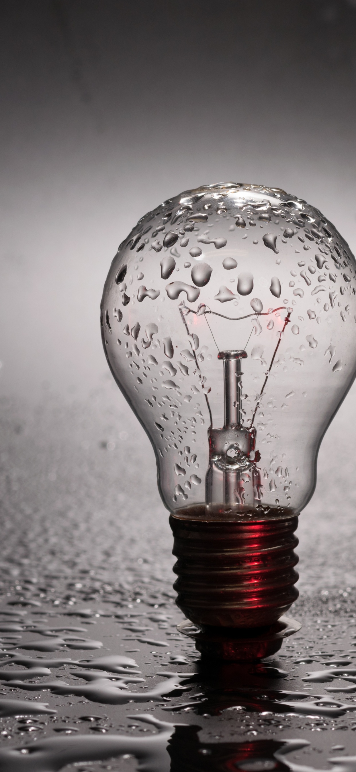 Gota de Agua en la Bombilla de Vidrio Transparente. Wallpaper in 1242x2688 Resolution