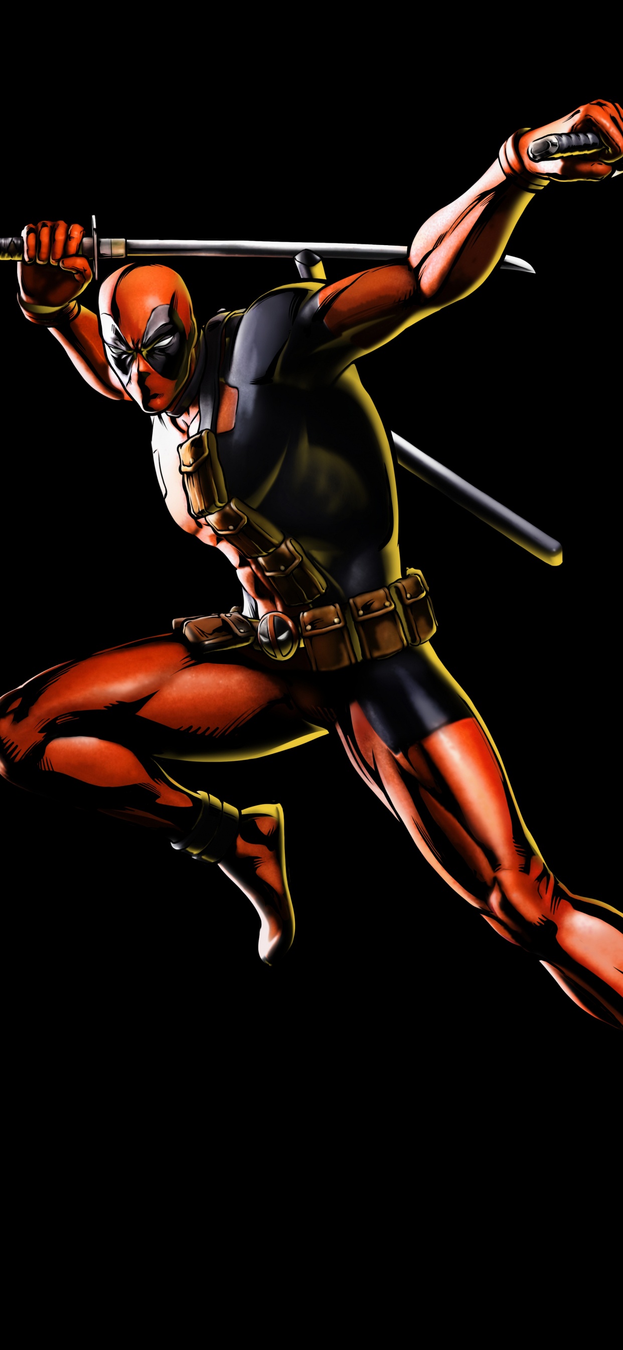 Woman in Black and Red Suit Holding Sword Illustration. Wallpaper in 1242x2688 Resolution