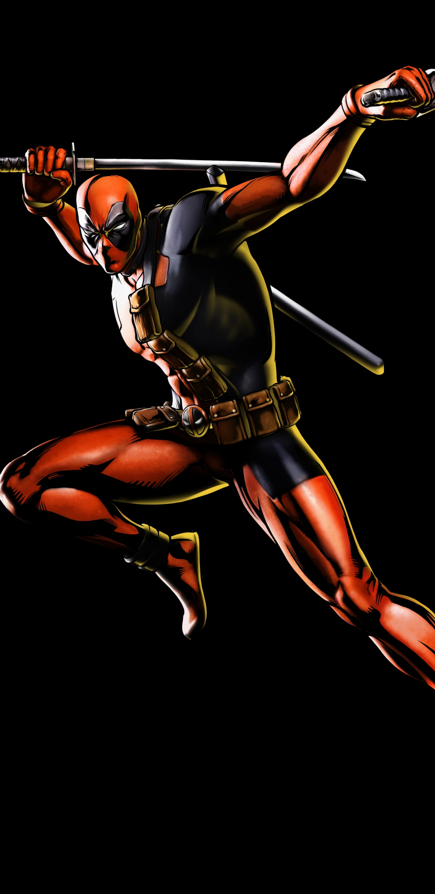 Mujer en Traje Negro y Rojo Con Espada Ilustración. Wallpaper in 1440x2960 Resolution