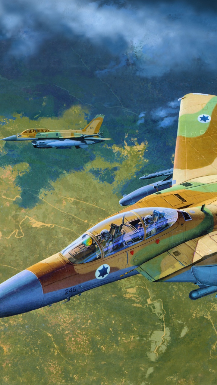 Gelbes Und Blaues Düsenflugzeug. Wallpaper in 720x1280 Resolution
