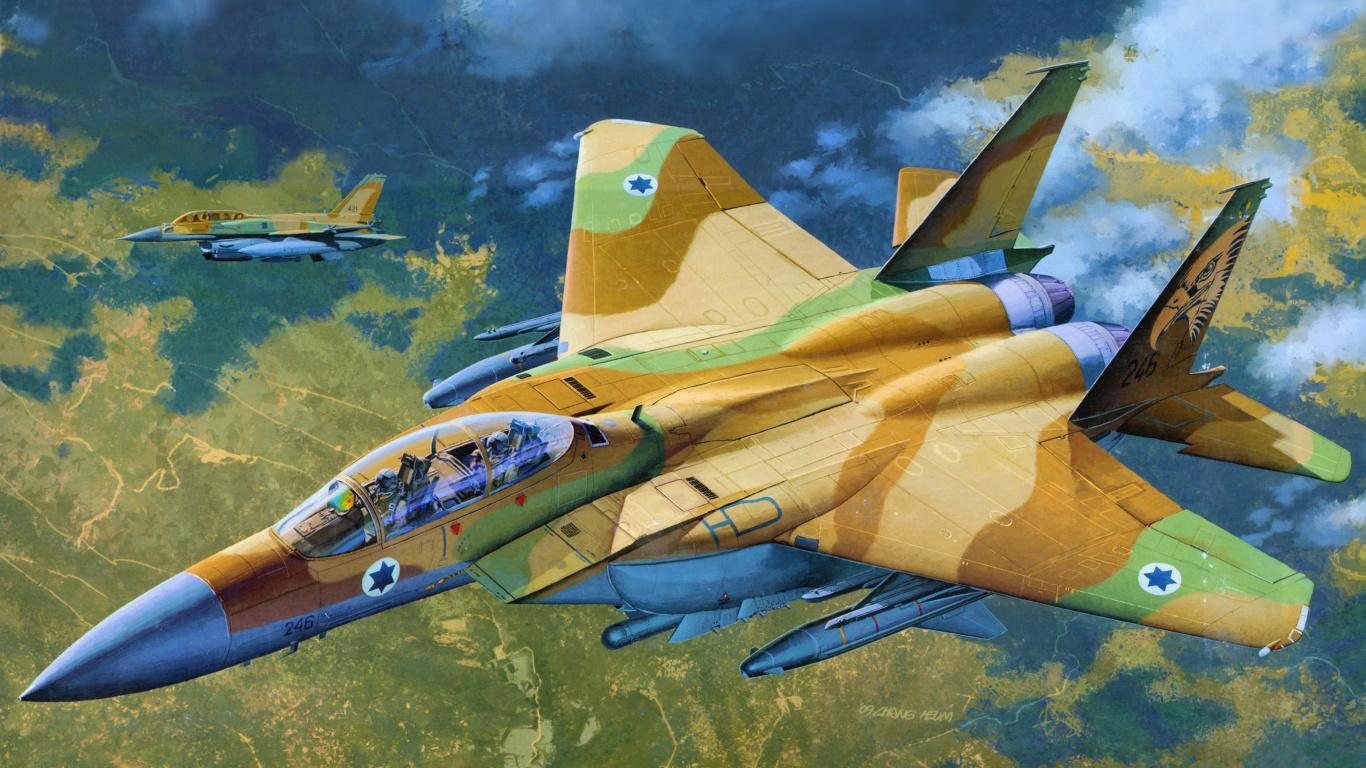 Yellow and Blue Jet Plane. Wallpaper in 1366x768 Resolution