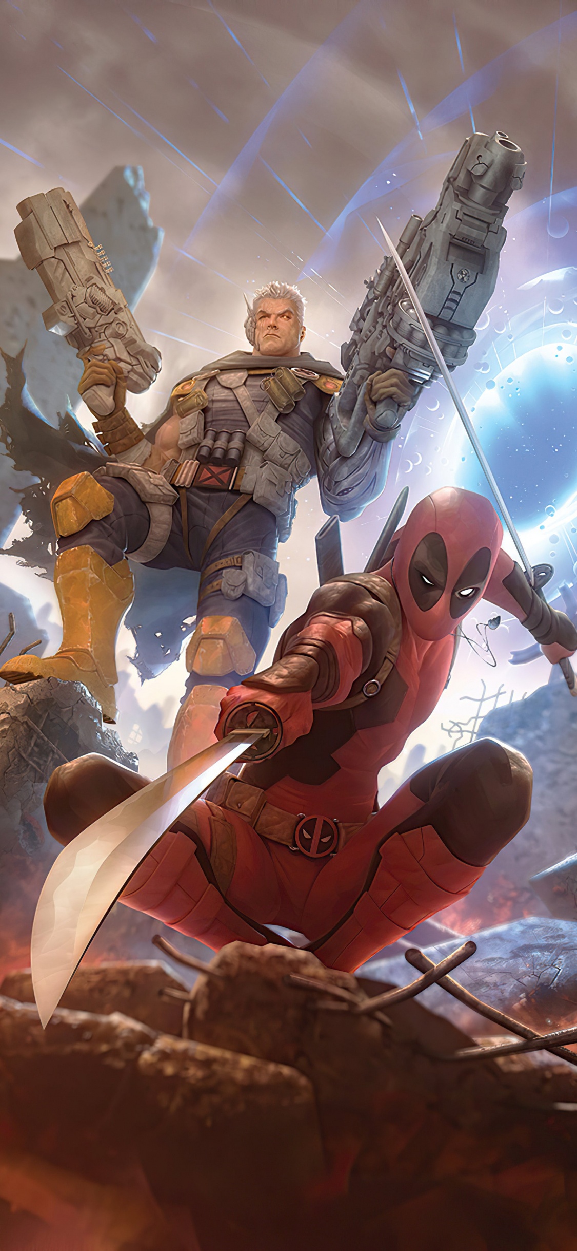 Deadpool Und Kabel, Josh Brolin, Wade Wilson, Hte, Domino. Wallpaper in 1125x2436 Resolution