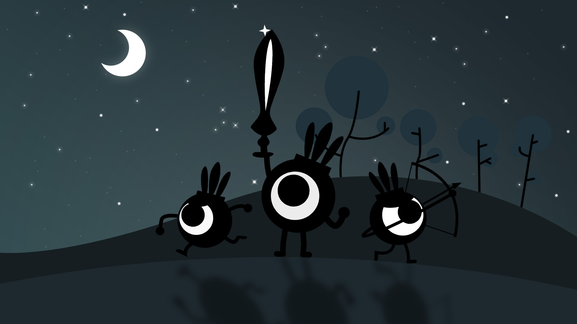 Patapon, Night, Font, Sky, Black. Wallpaper in 1920x1080 Resolution