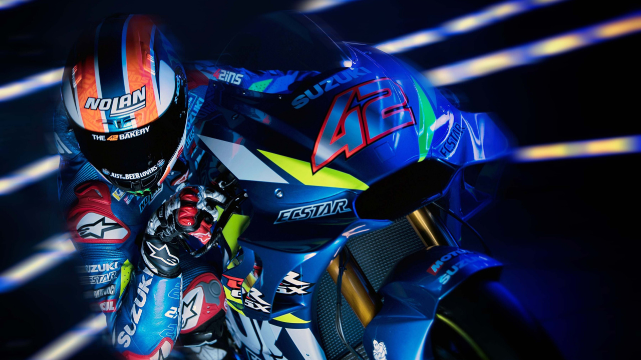 Temporada MotoGP 2019, Equipo Suzuki Ecstar, Suzuki GSX-RR, Neumatico, Rueda. Wallpaper in 1280x720 Resolution