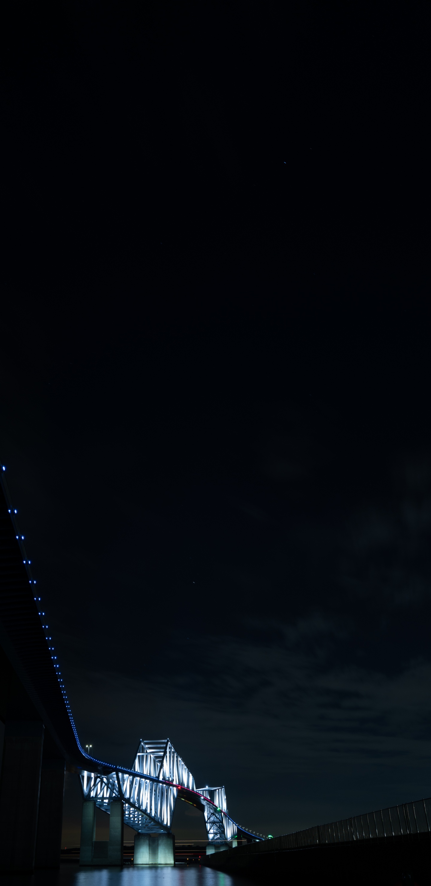 White and Black Bridge Under Dark Sky. Wallpaper in 1440x2960 Resolution
