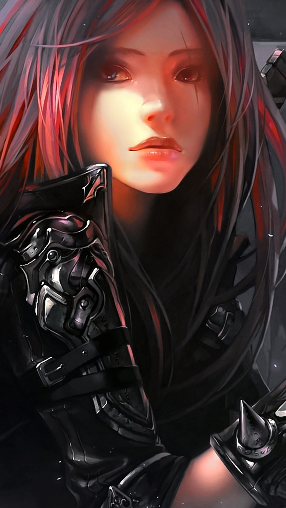 Woman With Red Hair Wearing Black Leather Jacket. Wallpaper in 1080x1920 Resolution